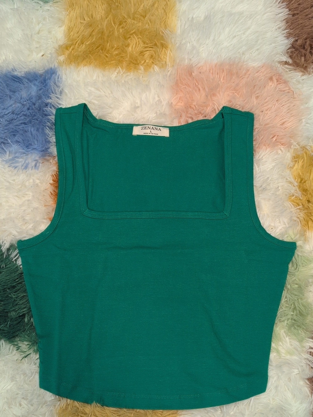 Zenana Outfitters Teal Square-Neck Sleeveless Crop Tank